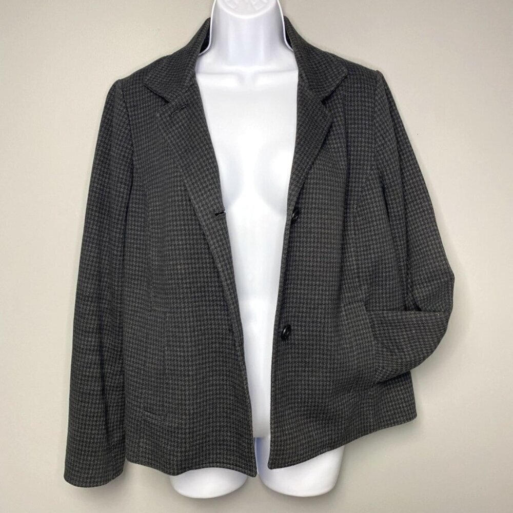 Talbots Houndstooth Cotton Blend 2-Button Women's‎ Blazer Size M
